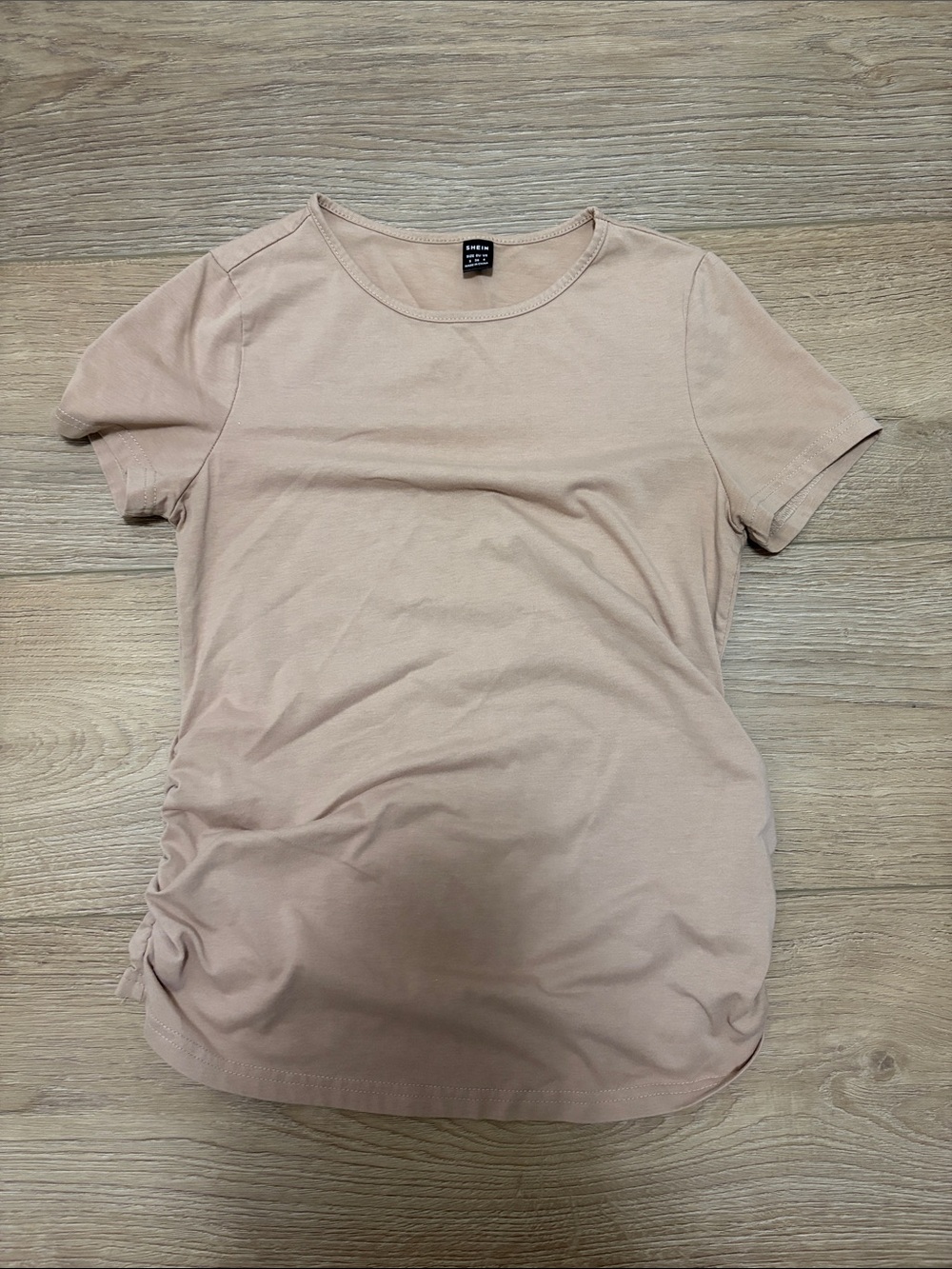 XS Maternity Top Women's Crewneck Short Sleeve Top in beige
